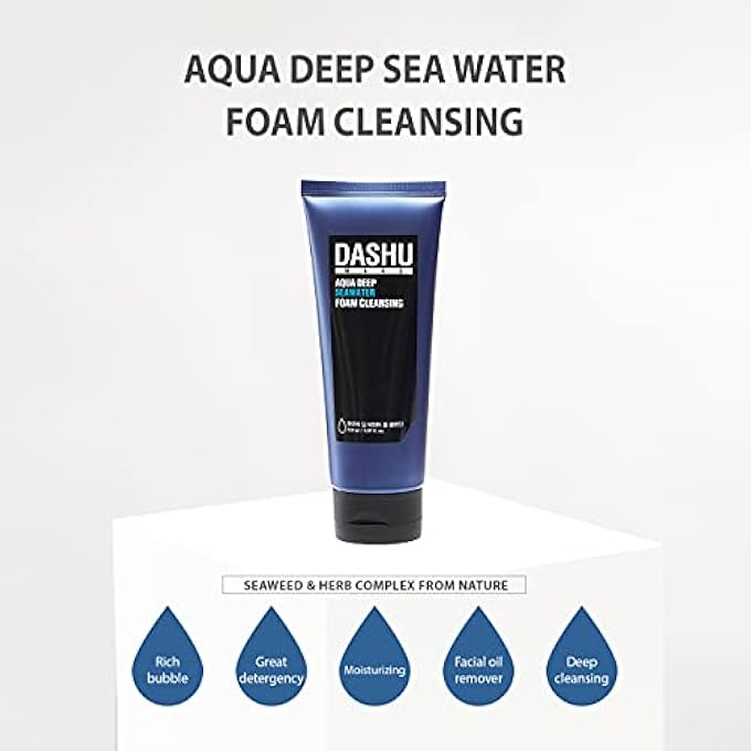 Dashu MENS AQUA DEEP SEAWATER FOAM CLEANSING 5.07FL OZ  DEEP CLEANSING, FACIAL CLEANSING FOAM, DAILY FACE WASH, FOR ALL SKIN TYPES, MAKE-UP REMOVER - Image 2